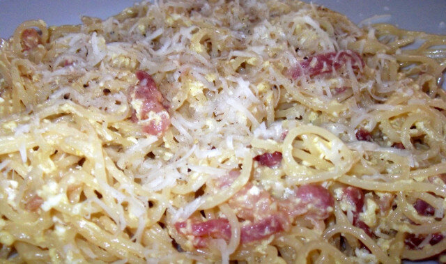 Spaghetti Carbonara with Fresh Bacon
