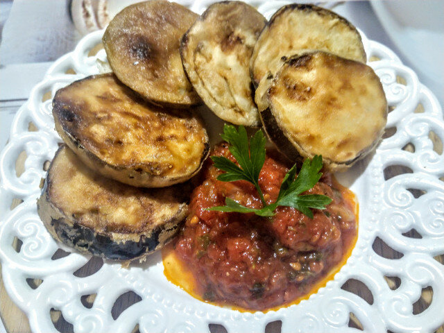Greek Fried Eggplant with Tomato Sauce