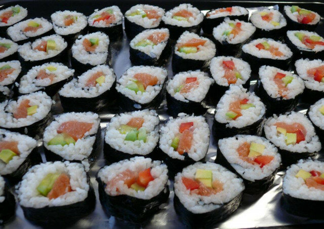 Sushi with Avocado and Salmon