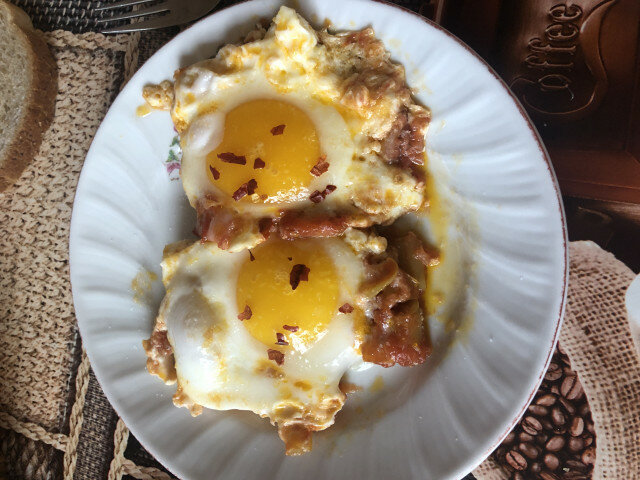 Fried Dish with Eggs Sunny Side Up