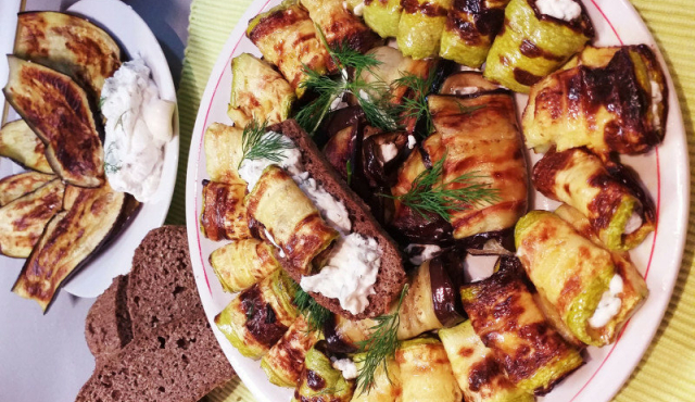 Zucchini and Eggplant Rolls with Ricotta