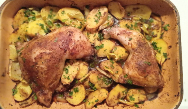 Oven-Baked Chicken Legs with Potatoes
