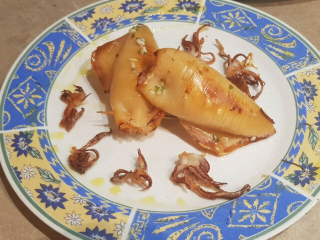 Stuffed Calamari with Potatoes and Prosciutto