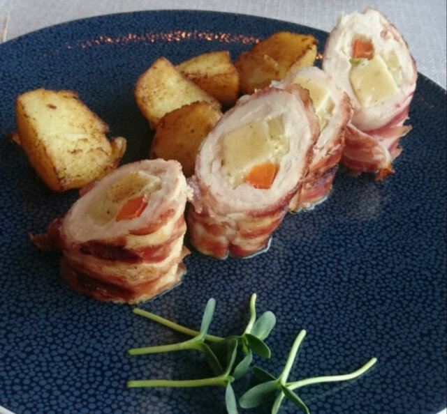 Chicken Rolls with Pancetta and Carrots