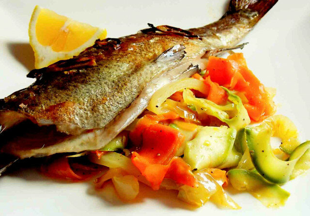 Oven-Baked Trout with Grilled Vegetables
