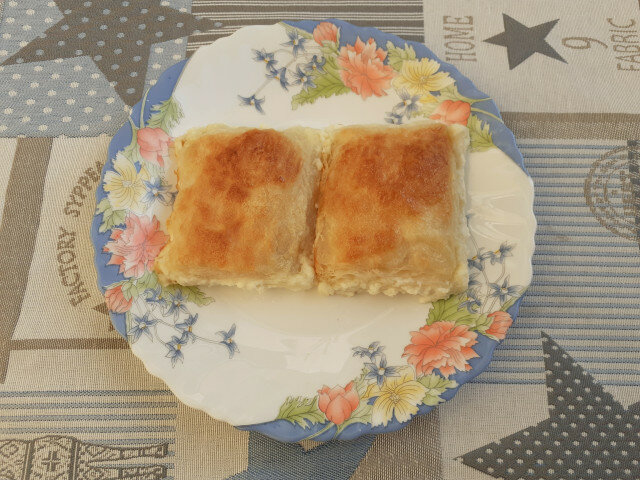 Serbian Filo Pastry Pie with White Cheese and Cream
