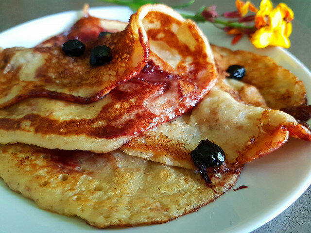 Banana Pancakes with Blueberries