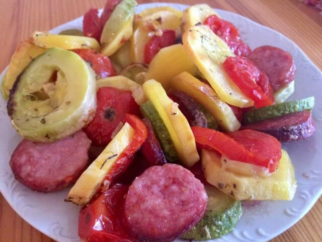Oven-Baked Vegetabled with Sausage