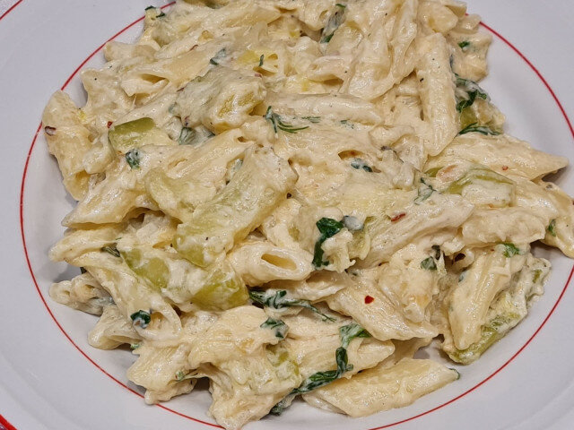 Penne with Zucchini and Basil in Coconut Milk