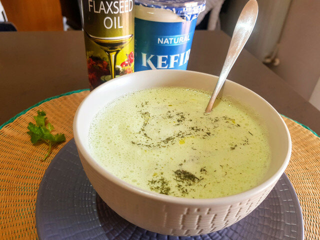 Healthy Cold Soup with Kefir and Onions