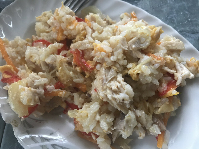 Fried Rice with Eggs and Chicken