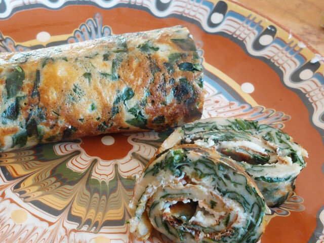 Spinach Pancake with Cream Cheese