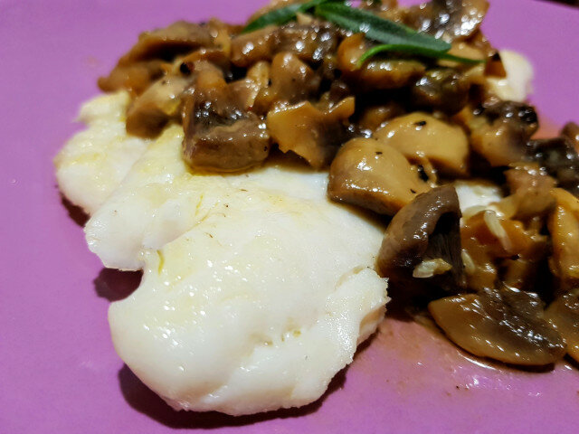 Tender Hake with Lemon Mushrooms