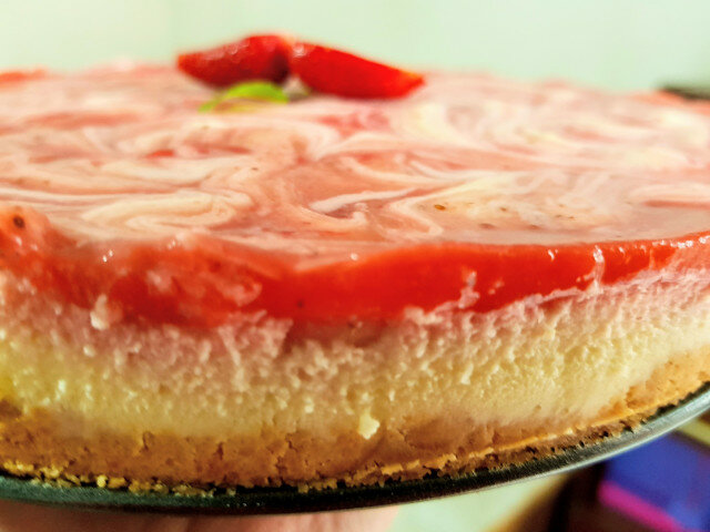 Strawberry and Lime Marble Cheesecake