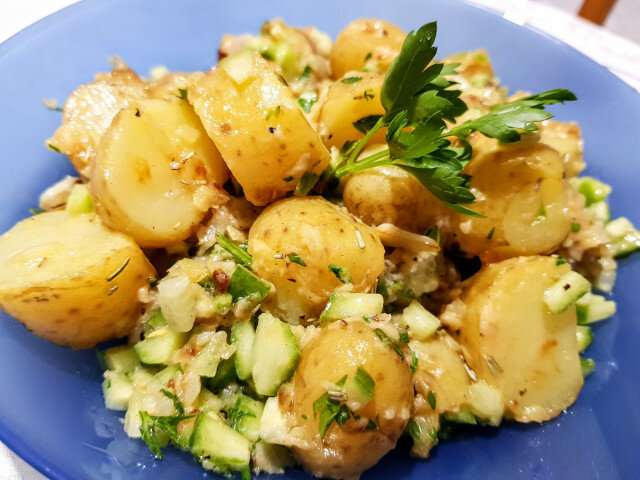 Warm Salad with New Potatoes and Cucumber