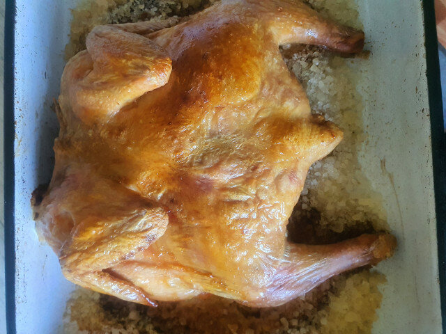 Salt Crusted Roasted Chicken