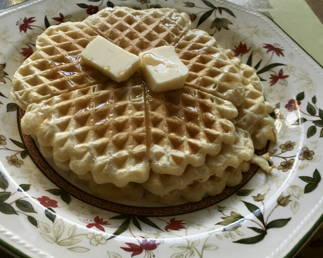 Waffles with Maple Syrup and Butter