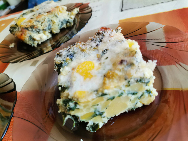 Potato Gratin with Spinach and Quail Eggs