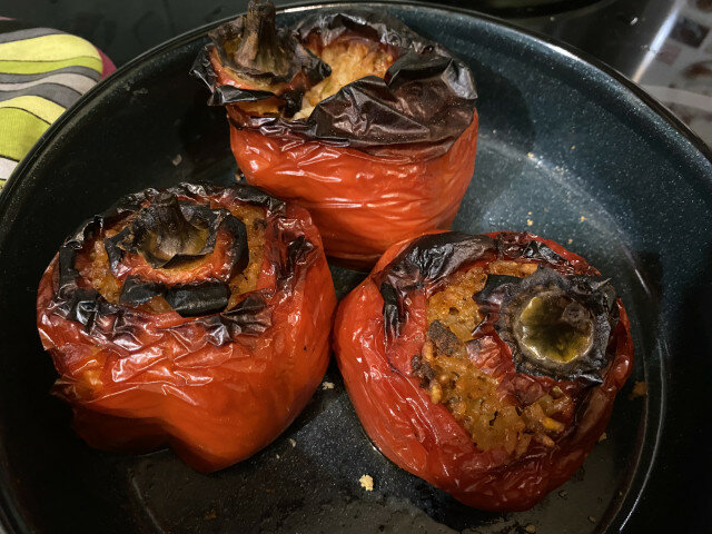 Stuffed Peppers with Rice and Okra