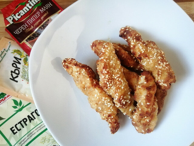 Breaded Chicken Juliennes with Sesame Seeds