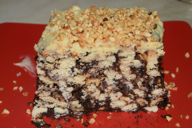 Rich Walnut and Chocolate Biscuit Cake