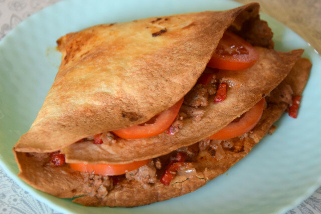 Tortilla with Minced Meat and Vegetables