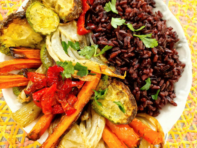 Black Rice with Roasted Vegetables