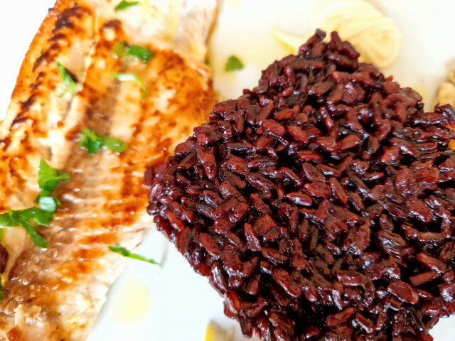 Black Imperial Rice with Salmon