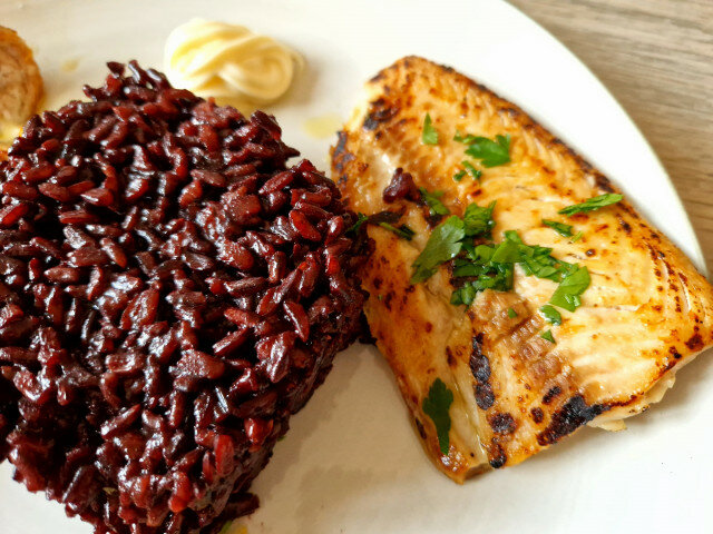 Black Imperial Rice with Salmon