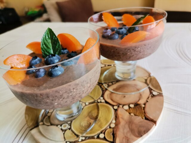 Chia Dessert with Peaches and Dates