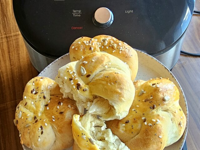 Bread Buns with White Cheese in the Air Fryer