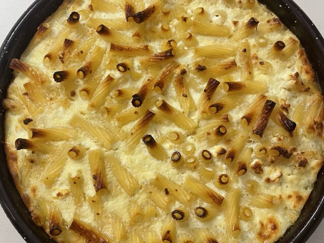 Macaroni with Eggs and Feta in the Oven