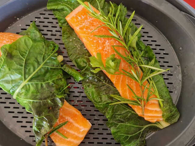 Salmon with Chard Cream