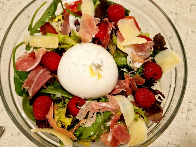 Italian Salad with Burrata and Raspberries