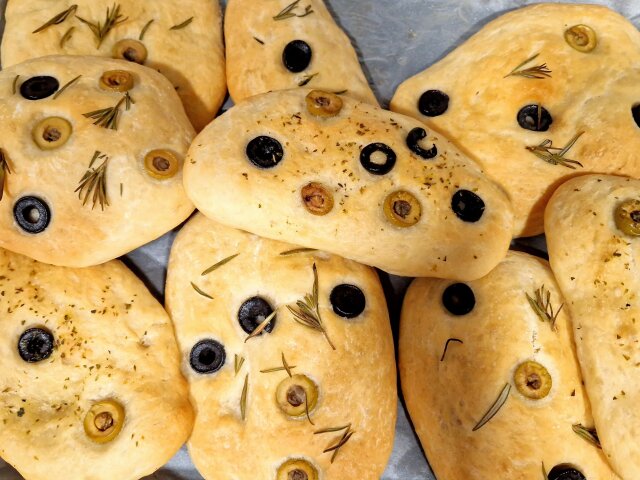 Mini Focaccia with Olives and Herbs