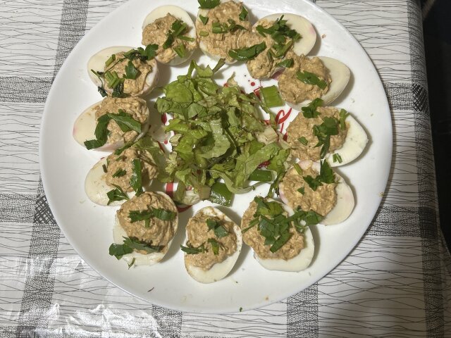 Stuffed Eggs with Egg Yolk and Mayonnaise