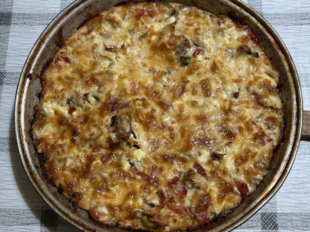 Homemade Pizza with Cheese and Mushrooms