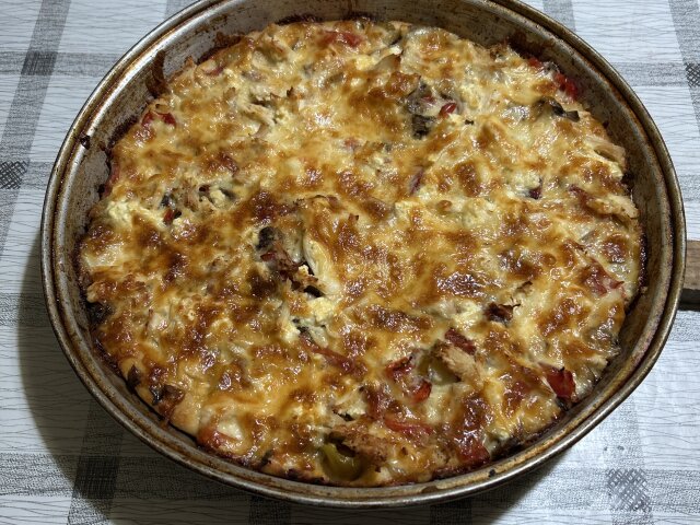 Homemade Pizza with Cheese and Mushrooms